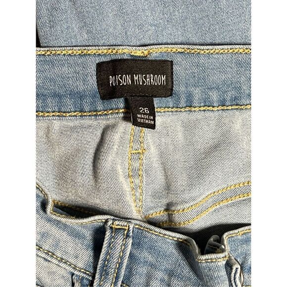 Poison Mushroom High Waist Wide Leg Baggy Distressed Jeans Size 26 - Picture 4 of 4